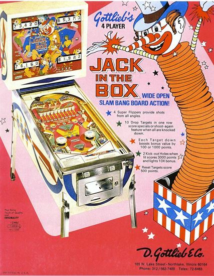Picture of Jack in the Box Pinball Machine by Gottlieb