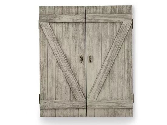 Picture of Presidential Billiards Rustic Barndoor Gray Dartboard Cabinet