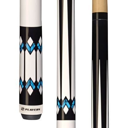 Picture of Players White with Blue Recon Cue with Black Linen Wrap