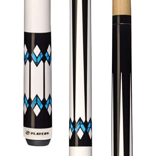 Picture of Players White with Blue Recon Cue with Black Linen Wrap