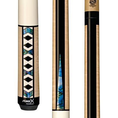Picture of Pure X Natural Birdseye/Imitation Bone & Abalone Wrapless Cue - 5/16 x 18 / 12.75mm