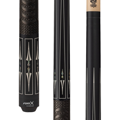 Picture of Pure X Matte Black & Mother of Pearl Cue with MZ Grip Technology Wrap - 5/16 x 18 / 11.75mm