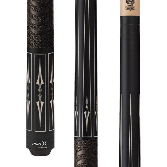 Picture of Pure X Matte Black & Mother of Pearl Cue with MZ Grip Technology Wrap - 5/16 x 18 / 11.75mm