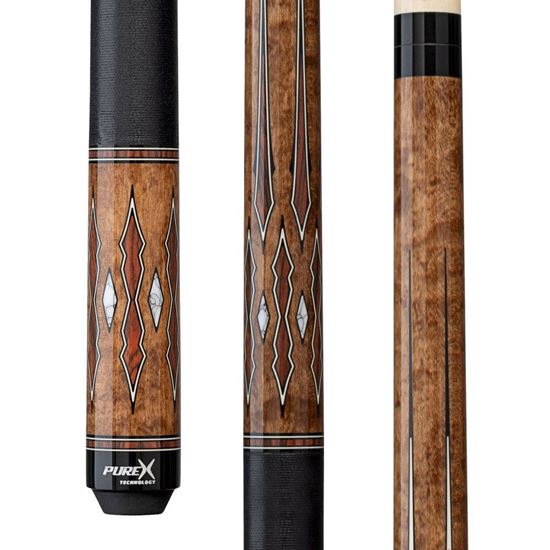 Picture of Pure X Coffee Stained Maple & Cocobolo/White Points Cue with Black Linen Wrap - 5/16 x 18 / 12.75mm