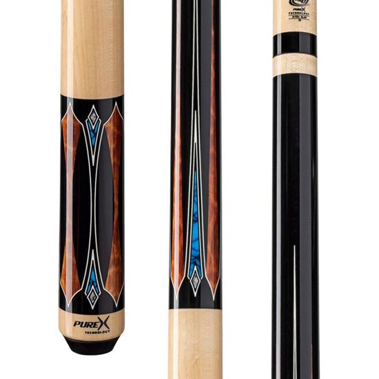 Picture of Pure X Midnight Black Apitong & Blue/White Recon Wrapless Cue - 5/16 x 18 / 12.75mm