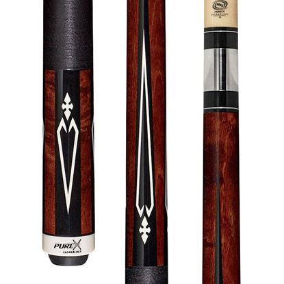 Picture of Pure X Walnut Stain Birdseye & Black/White Diamond Cue with Black Linen Wrap - 5/16 x 18 / 11.75mm