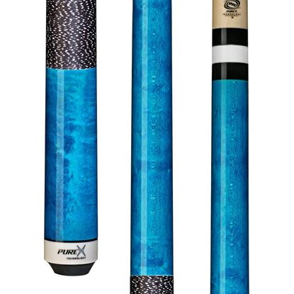 Picture of Pure X Teal Stained Birdseye Cue with Black/White Linen Wrap - 5/16 x 18 / 12.75mm