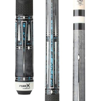 Picture of Pure X Grey Stained Curly Maple/Imitation Bone & Blue Recon Graphic with MZ Grip - Turbo Lock / 11.75mm