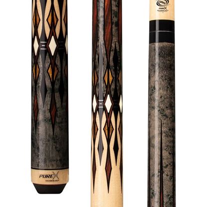 Picture of Pure X Grey Stained & Birdseye Maple with Cocobolo Wrapless Cue - 5/16 x 18 / 12.75mm
