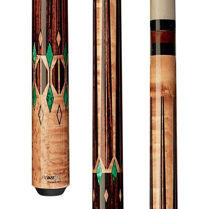 Picture of Pure X Golden Birdseye Maple/Cocobolo & Green Malachite Wrapless Cue - Turbo Lock / 11.75mm