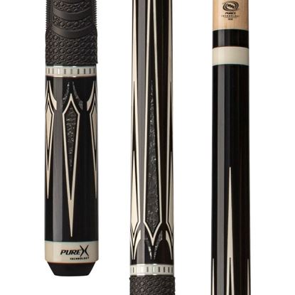Picture of Pure X Black with Silver Crush Cue with MZ Grip - 5/16 x 18 / 11.75mm