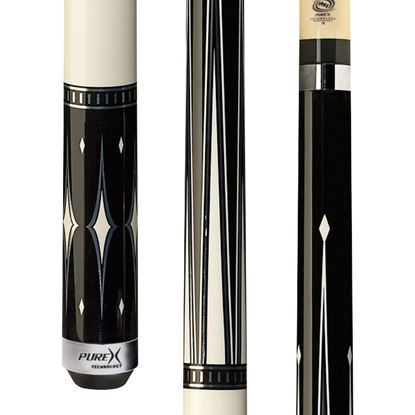 Picture of Pure X Black & White 6-Point Diamond Wrapless Cue - Turbo Lock / 11.75mm