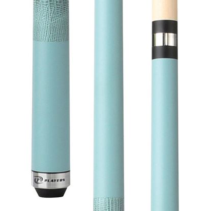 Picture of Players Sky Blue Matte Cue with Embossed Leather Wrap