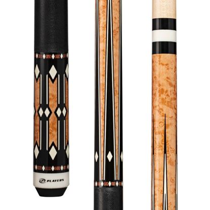 Picture of Players Light Coffee Birdseye & Imitation Bone Cue with Black Linen Wrap