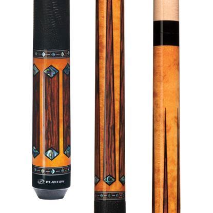 Picture of Players Gold Stain Maple & Cocobolo Cue with Embossed Leather Wrap