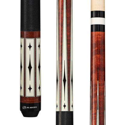 Picture of Players Curly Maple & White/Blue Diamond Cue with Black Linen Wrap