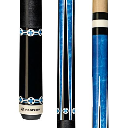 Picture of Players Blue Maple Cue with Black Linen Wrap