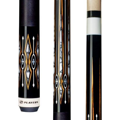 Picture of Players Black with White Recon Diamond Cue with Black Linen Wrap