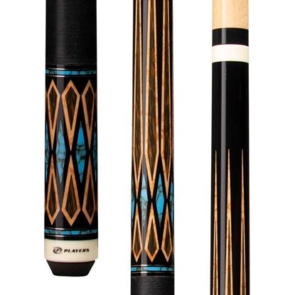 Picture of Players Black Palm & Blue Recon Cue with Black Linen Wrap