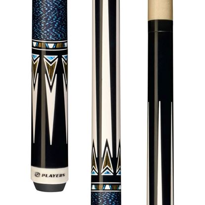 Picture of Players Black & Bocote Cue with Blue/Black Linen Wrap