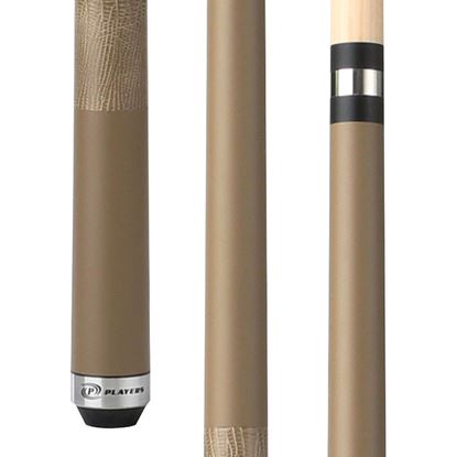 Picture of Players Aged Oak Beige Matte Cue with Embossed Leather Wrap