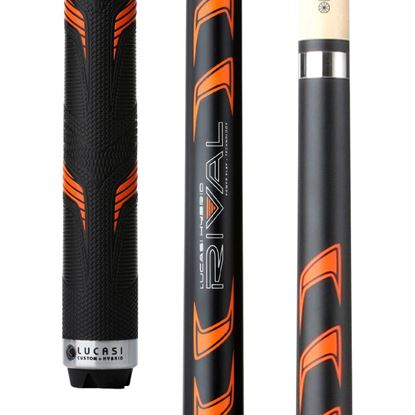 Picture of Lucasi Hybrid Rival Black & Metallic Orange Matte Finish Cue with Rival G5 Grip - Radial / 11.75mm