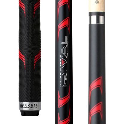 Picture of Lucasi Hybrid Rival Black & Metallic Red Matte Finish Cue with Rival G5 Grip - Radial / 11.75mm