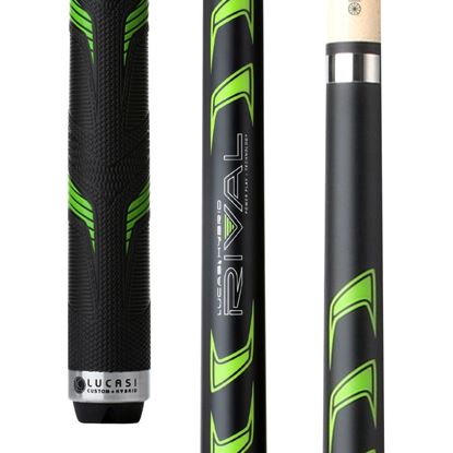 Picture of Lucasi Hybrid Rival Black & Metallic Green Matte Finish Cue with Rival G5 Grip - Radial / 11.75mm