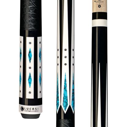 Picture of Lucasi Hybrid Midnight Black & Blue Recon Cue with Embossed Leather Grip - Uni-Loc / 12.75mm
