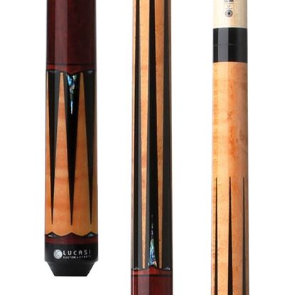 Picture of Lucasi Hybrid Gold Stained Birdseye/Black & Maple Ring Wrapless Cue - Uni-Loc / 11.75mm
