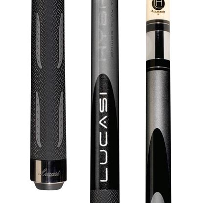 Picture of Lucasi Hybrid Black Mist & Metallic Silver Cue with Sport G5 Grip - Uni-Loc / 12.75mm