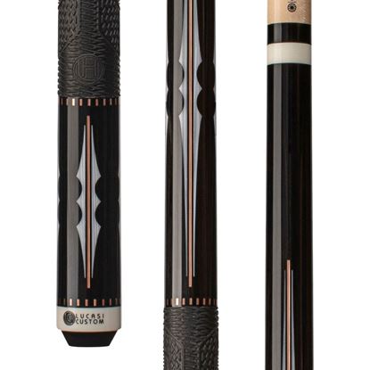 Picture of Lucasi Hybrid Black/Imitation Bone & Rose Gold Cue with Fusion G5 Grip - Uni-Loc / 11.75mm