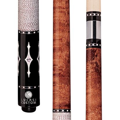 Picture of Lucasi Custom Walnut Stained Birdseye Maple with White/Brown Linen Wrap - Uni-Loc / 12.75mm