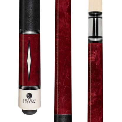 Picture of Lucasi Custom Venetian Red Diamond Series Cue with Black Linen Wrap - Uni-Loc / 12.75mm
