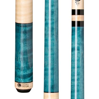 Picture of Lucasi Custom Teal Stained & Natural Birdseye Wrapless Cue - Uni-Loc / 11.75mm
