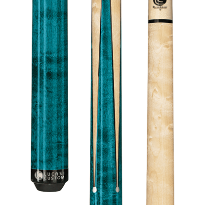 Picture of Lucasi Custom Teal Maple Sneaky Pete Wrapless Cue - Uni-Loc / 12.75mm