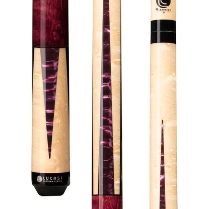 Picture of Lucasi Custom Purple Stained & Natural Super Birdseye Wrapless Cue - Uni-Loc / 12.75mm