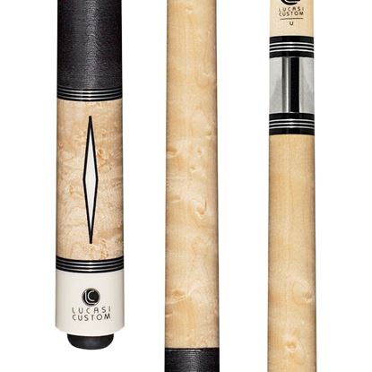 Picture of Lucasi Custom Natural Diamond Series Cue with Black/White Linen Wrap - Uni-Loc / 12.75mm