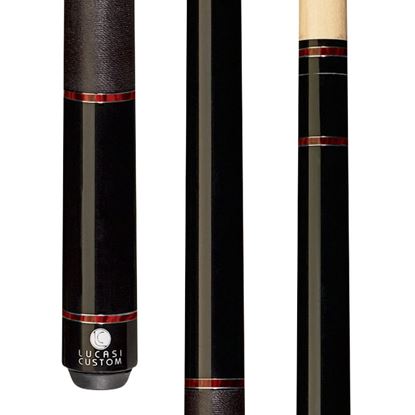 Picture of Lucasi Custom Midnight Black & Exotic Cocobolo Cue with Black Linen Wrap - Uni-Loc / 12.75mm