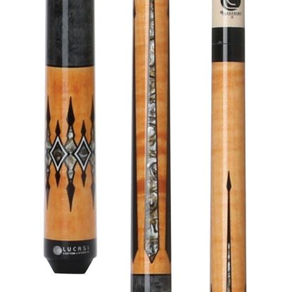 Picture of Lucasi Custom Grey Stained Birdseye & Natural/Lucite Grey Wrapless Cue - Uni-Loc / 12.75mm