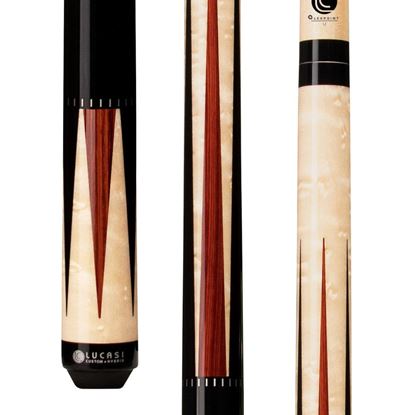 Picture of Lucasi Custom Black Onyx & Natural Birdseye/Cocobolo Wrapless Cue - Uni-Loc / 12.75mm
