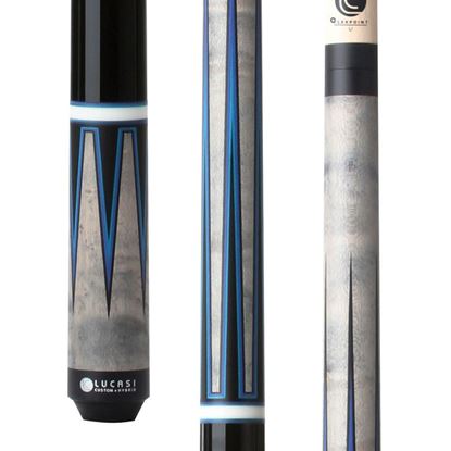 Picture of Lucasi Custom Black & Grey/Blue Wrapless Cue - Uni-Loc / 12.75mm