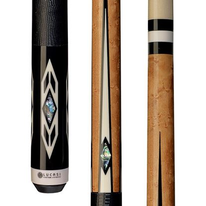 Picture of Lucasi Custom Antique Maple/Midnight Black Cue with Embossed Leather Wrap - Uni-Loc / 12.75mm