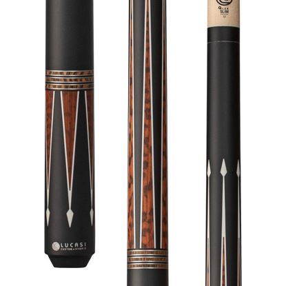 Picture of Lucasi Custom Matte Black & Snakewood/Zebrawood Wrapless Cue - Uni-Loc