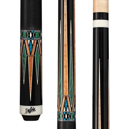Picture of Dufferin Black & Green Malachite Cue with Black Linen Wrap - 5/16 x 18